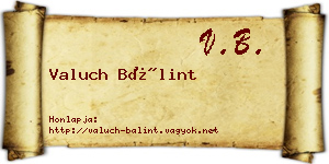Valuch Bálint névjegykártya